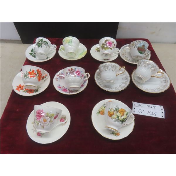 12 Teacups w/ Saucers: Queen Anne, Windsor, Rosina and Others