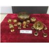 Image 1 : Brass Pieces: Footed Bowl, Miniature Goblets, Hanging Bell