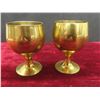 Image 5 : Brass Pieces: Footed Bowl, Miniature Goblets, Hanging Bell