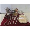 Image 1 : Silver Plated Coffee Pot, Trays, Dish Holder, Serving Utensils and More