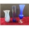 Image 2 : Coloured Glass – Fruit Bowl, Vases, and Candy Dish (Amber, Green, Blue)