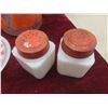 Image 3 : Milk Glass: Salt, Pepper Shakers, Plates, and Vintage Juice Pitcher