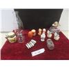 Image 1 : Salt and Pepper Shakers, Vintage Milk Bottle, Coal Oil Lamp (Missing Chimney), and Napkin Rings