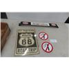 Image 1 : Modern Texaco Metal Embossed Door Bar, Route 66 Paper Sign, and No Smoking