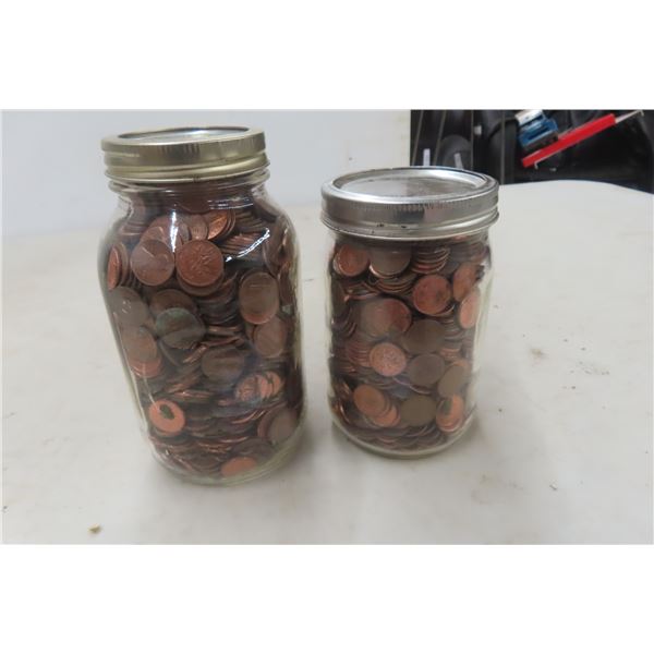 2 Jars of Pennies - 13Lbs