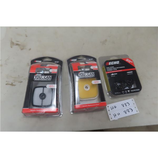 New Echo 20" Chain Saw Blade – Qty 3, and Echo 91ASY Tune Up Kits – Qty 2