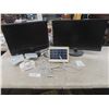 Image 1 : Toshiba 19" TV Receiver w/ Power Cord, Asus 23" Monitor (No Power Cord), and Solar Light