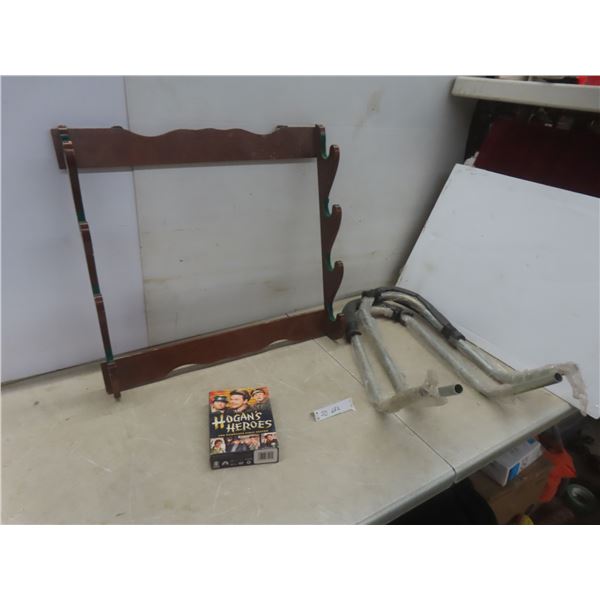 Gun Rack, Hogan's Heroes – The Complete 1st Season DVD, and Ladder Jacks – Qty 2