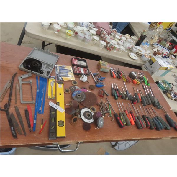 Screwdrivers, Levels, Tape Measures, Hole Cut Saw, Drill Bits, Hacksaw Blades, Recip Saw Blades,