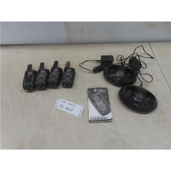 Cobra MicroTalk Model LI 5650 WX – 2 Charging Bases and 4 Radios