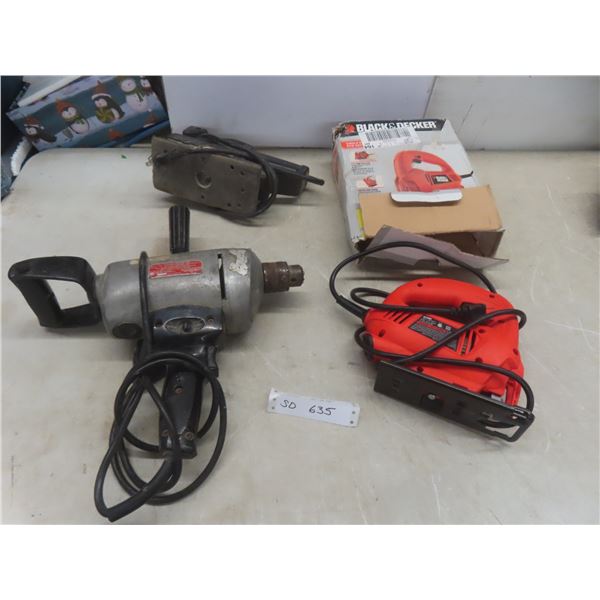 3 Power Tools: Sander 3½" x 7", Jig Saw, Craftsman ½" Reversible Drill