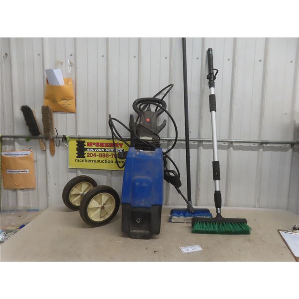 Electric Power Washer w/ Hose, Wand, Broom, and Garden Hose Broom Hook Up