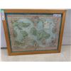 Image 1 : Framed "Maui Discovered" Vintage Coloured Cartographic Map of the Hawaiian Islands – 21" x 27"