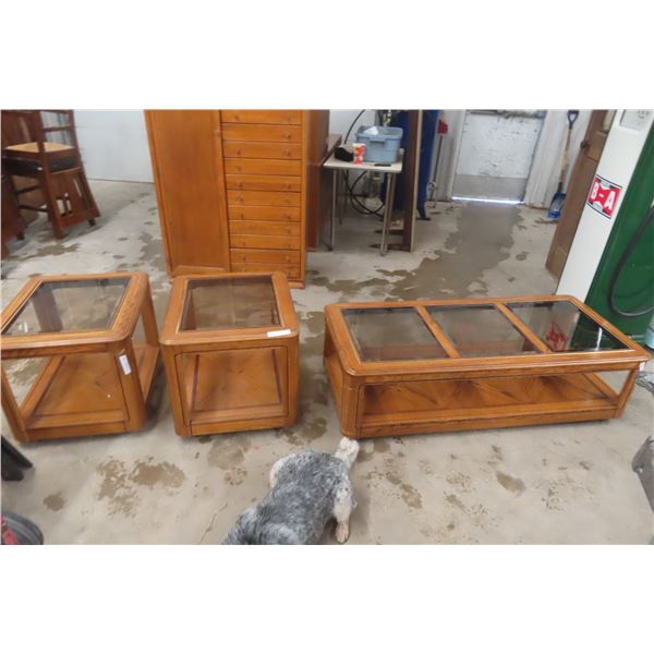 3-Piece Coffee Table – 10" x 55" x 25" and End Tables – Qty 2, 21" x 22" x 26"