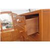 Image 11 : 4-Piece Oak Bedroom Set – Dresser 29" x 66" x 18" and Tri Mirror 45" x 51" +