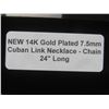 Image 6 : New 14K Gold Plated 7.5mm Cuban Link Necklace — 24" Long