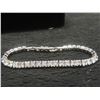 Image 5 : New Platinum Plated 4.0mm Princess Cut Simulated Diamond (C2) Tennis Bracelet — 7–8" Adjustable