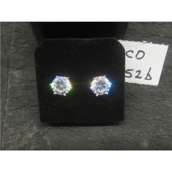 New 925 Sterling Silver 3.0ct Each Simulated Diamond (C2) Stud Earrings — White Gold Overlay