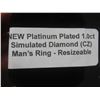Image 9 : New Platinum Plated 1.0ct Simulated Diamond (C2) Man's Ring — Resizeable