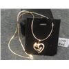 Image 1 : New 18K Gold Plated 26.0mm Simulated Diamond (C2) Rose Heart Necklace — 19.5" Long