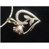 Image 7 : New 18K Gold Plated 26.0mm Simulated Diamond (C2) Rose Heart Necklace — 19.5" Long