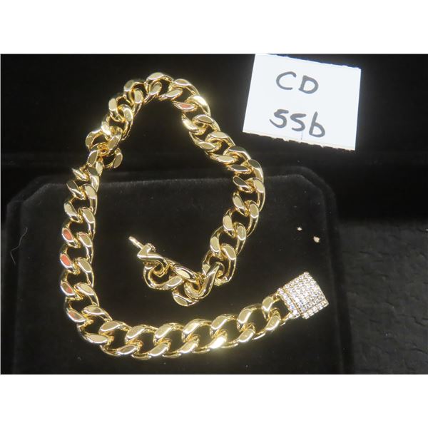 New 14K Gold Plated 9.0mm Cuban Link Bracelet — 9" Long