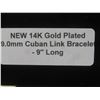 Image 7 : New 14K Gold Plated 9.0mm Cuban Link Bracelet — 9" Long