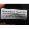Image 7 : New Platinum Plated 2.0ct Each Simulated Diamond (C2) Stud Earrings