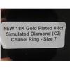 Image 9 : New 18K Gold Plated 0.8ct Simulated Diamond (CC2) Chanel Ring — Size 7