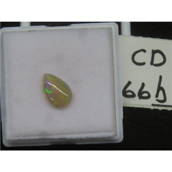 1.9ct Natural White Fire Opal — Pear Cabochon Cut — 7.9 x 12.6mm