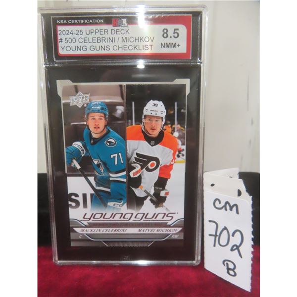 Graded Macklin Celebrini Young Guns Checklist Card