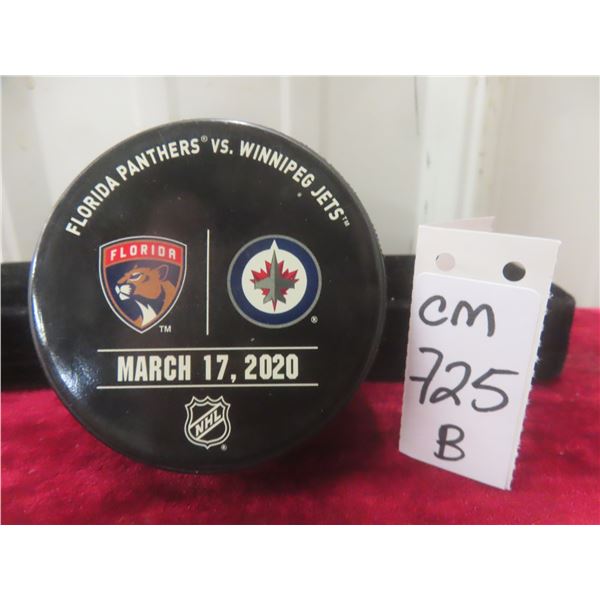 Official Winnipeg Jets vs. Florida Panthers Warm-Up Puck