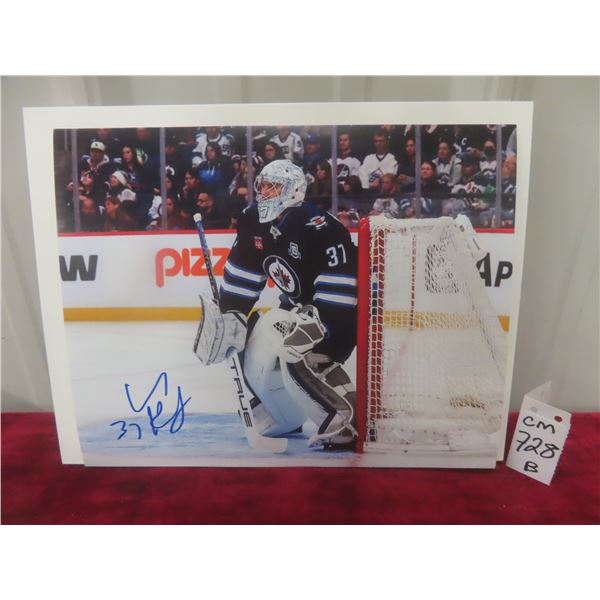 Signed Connor Hellebuyck 8×10 Photo