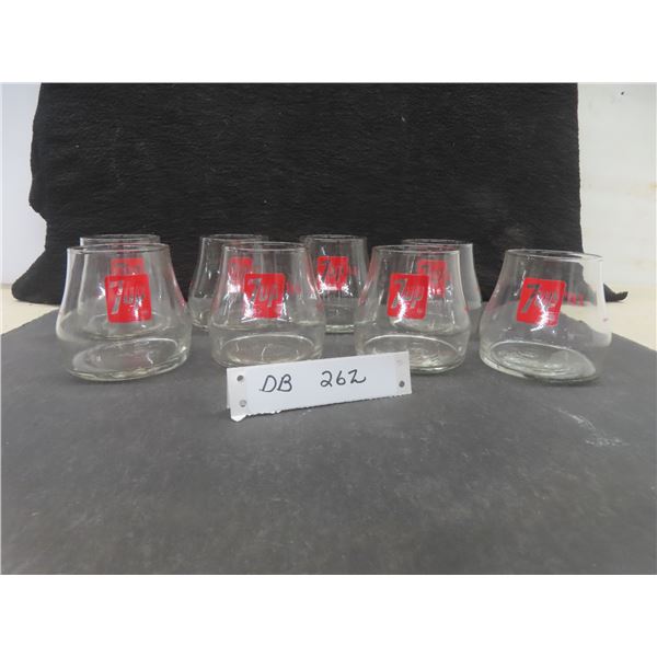 8 Vintage 7-Up Glasses
