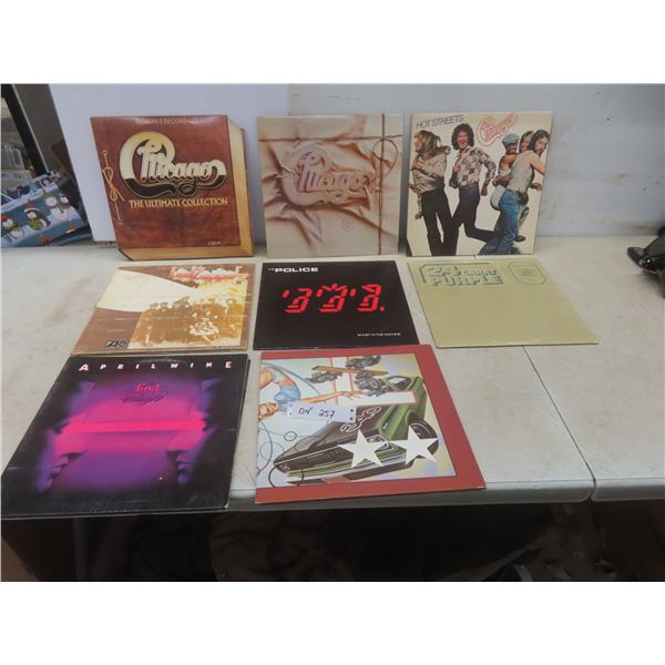 8 Vinyl Albums — Chicago, Led Zeppelin, The Police, Deep Purple, April Wine, The Cars