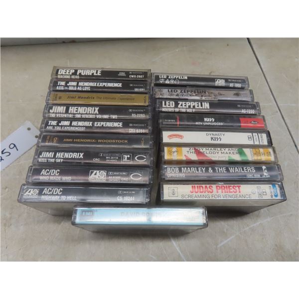19 Cassette Tapes — Deep Purple, Jimi Hendrix, AC/DC, Led Zeppelin, Kiss, Judas Priest, and More