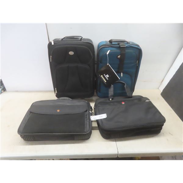 2 Laptop Bags and 2 Rolling Suitcases — One with Tags