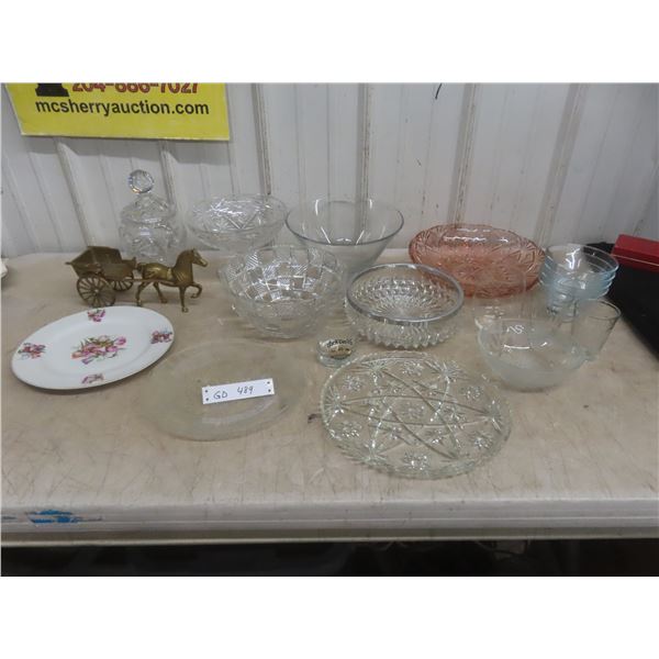 Crystal and Cut Glass — Pedestal Fruit Bowl, Covered Candy Dish, Serving Bowls, and Platters