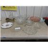 Image 1 : Crystal and Cut Glass — Pedestal Fruit Bowl, Covered Candy Dish, Serving Bowls, and Platters