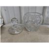 Image 5 : Crystal and Cut Glass — Pedestal Fruit Bowl, Covered Candy Dish, Serving Bowls, and Platters