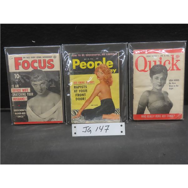 Three 1950s Mini Magazines — Quick, Focus, and People — Lena Horne, Zina Rachevsky, and June Blair