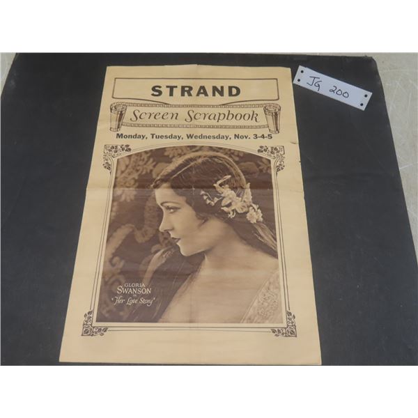 1920s Original Strand Screen Scrapbook — Gloria Swanson Paramount Picture Advertising — 4 Pages