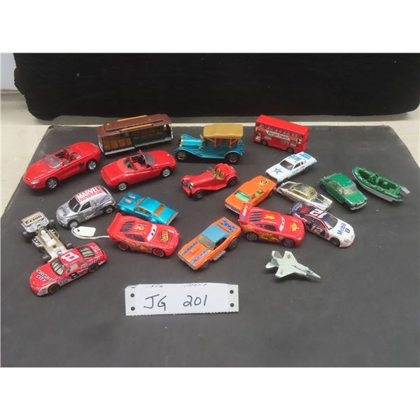 Box of Vintage Toy Cars — 1970s Matchbox, Husky, Mattel, and Tootsietoys