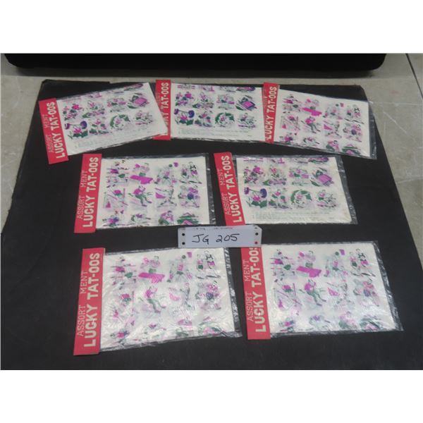 7 Circa 1960 Vintage Lucky Tattoos — Olympic Sports Designs — Made in Japan — Original Packaging