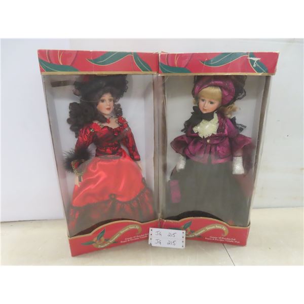 2 Timeless Treasures 18" Porcelain Dolls in Original Boxes