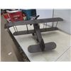 Image 2 : Vintage Welded Handmade Metal Biplane Sculpture — 10×25×31½