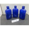 Image 1 : 3 Vintage Cobalt Blue Glass Milk of Magnesium Bottles