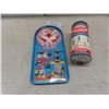 Image 1 : Vintage Tin Circus-Themed Marble Games and Tinker Toy in Original Packaging