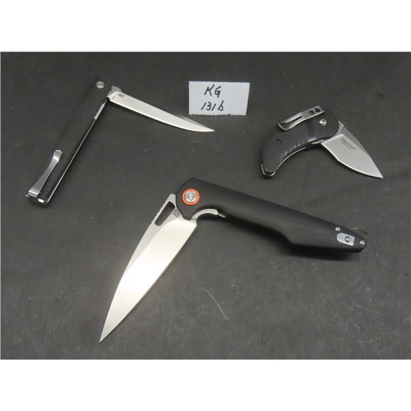 CRKT Folding Knife 3¼" Blade and Artisan Orchavo Folding Knife 4" Blade and CRKT Snicker 6415