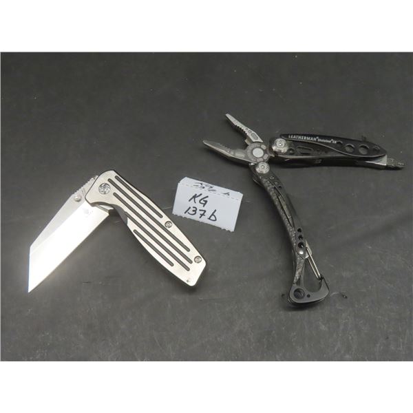 Leatherman Skeletool CX Minimalist Multi-Tool and Kizer Folding Knife 2¾" Blade 7" Overall